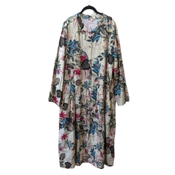 Unbranded Dresses & Skirts - Unbranded Tropical Print Banded Collar Buttoned Shirt Front Plus Size Dress (3X)